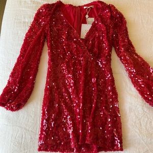 Wayf Red Sequin Dress